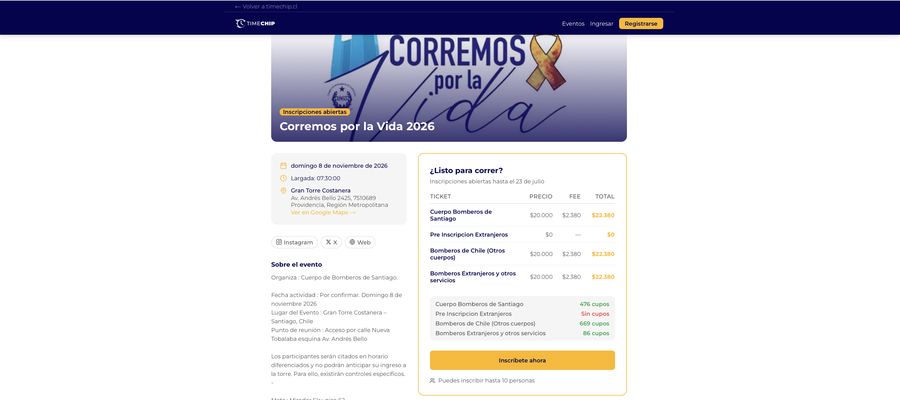 Inscripciones para tu evento